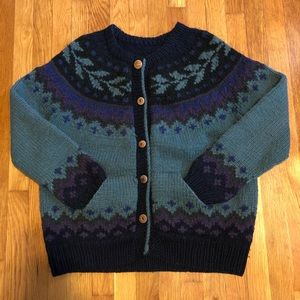 Chunky Knit Wool Cardigan Sweater